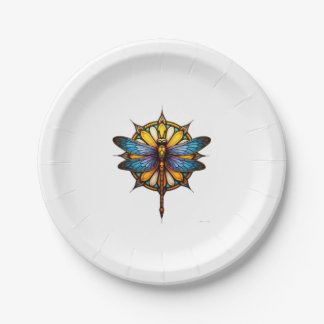 Assiettes En Carton Mandala Dragonfly Luminous Sacred Geometry Spiritu