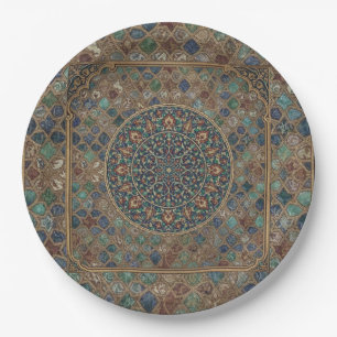 Assiettes En Carton Mandala géométrique islamique vintage et mosaïque 