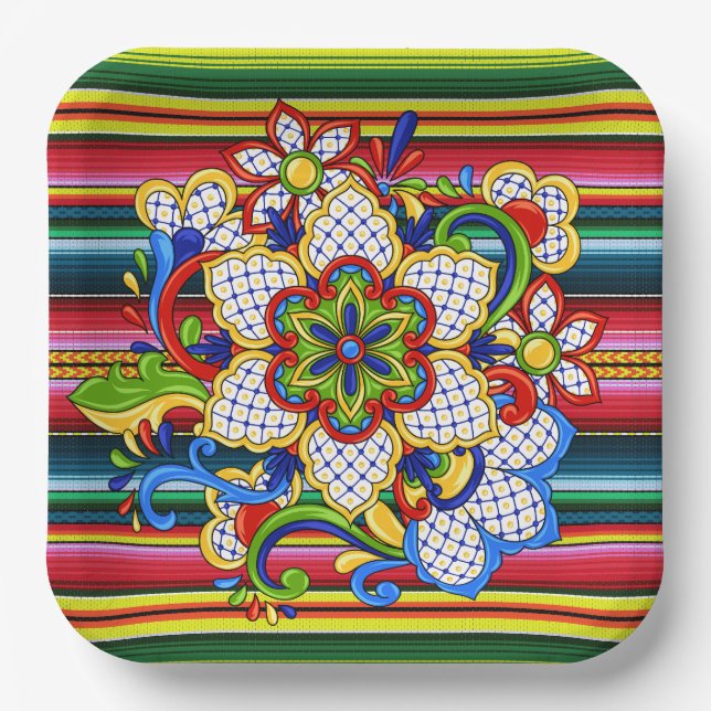 Assiettes En Carton Mandala mexicain (Recto)