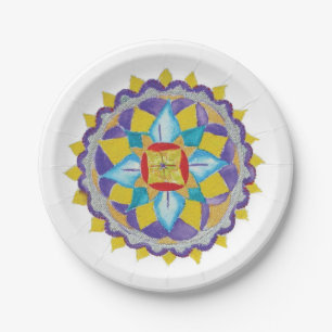 Assiettes En Carton Mandala Plaques de papier d'aquarelle peintes à la
