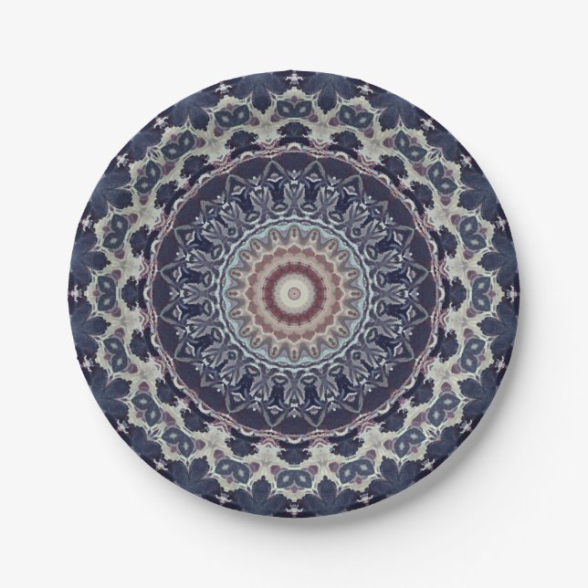Assiettes En Carton Mandala ronde sans couture motif arabe k (Devant)