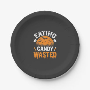 Assiettes En Carton Manger des bonbons gâché Halloween Design_1