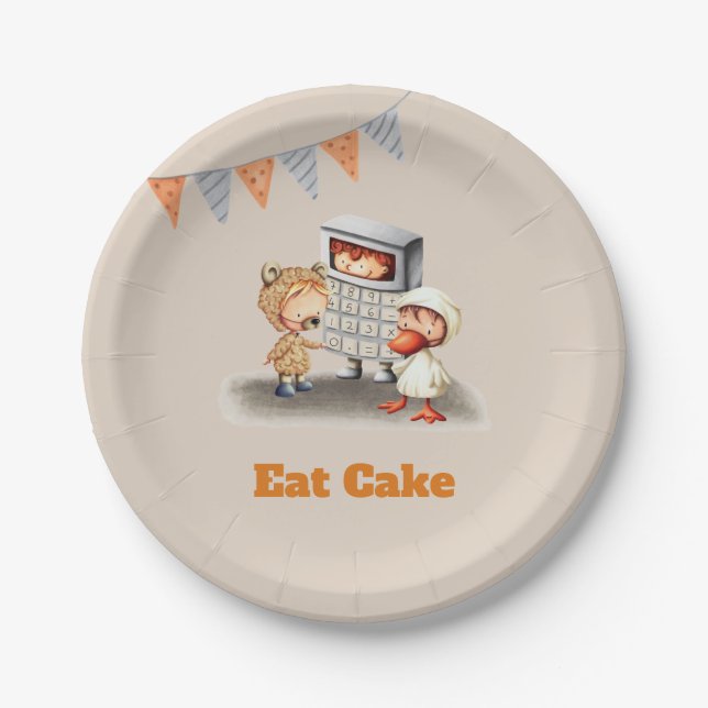 Assiettes En Carton Mangez Cake Enfants Costumes Ours Calculatrice Fêt (Devant)