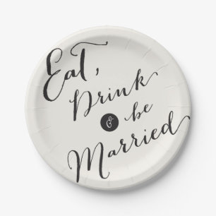 Assiettes En Carton Mangez la boisson et soyez mariage marié de