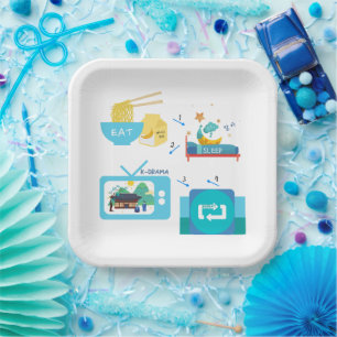 Assiettes En Carton Mangez le sommeil K-Drama et répétez