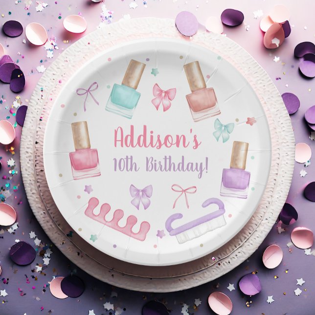 Assiettes En Carton Mani-Pedi Party Manicure Pedicure Nail Polish (Créateur téléchargé)