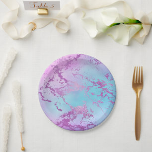 Assiettes En Carton Marbre chic   Glam violet violet violet bleu Ombre