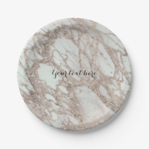 Assiettes En Carton Marbre Glam Rose Rose Gold Argent Style Designer