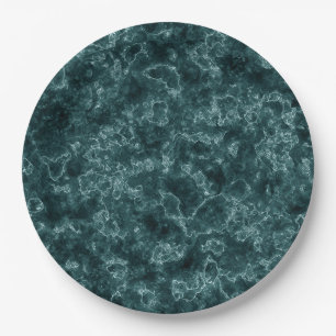 Assiettes En Carton Marbre noir turquoise