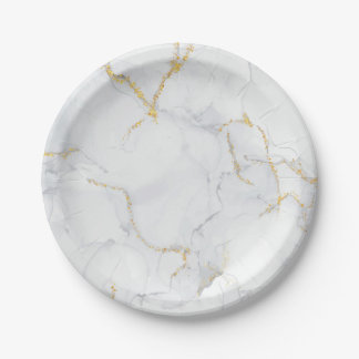 Assiettes En Carton Marbre Pastel Pierre Parties scintillant Texture A