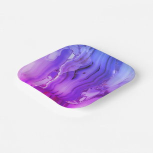 Assiettes En Carton Marbre Violet Exotique