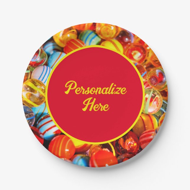 Assiettes En Carton Marbres de verre coloré (Devant)