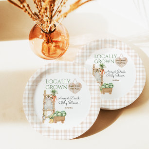 Assiettes En Carton Marché Agricole Cultivé Localement Baby shower mod