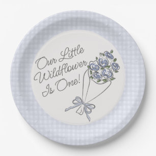 Assiettes En Carton Marché aux fleurs bleues Fraîches Fête d'anniversa