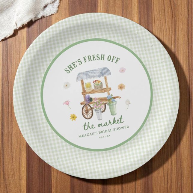 Assiettes En Carton Marché aux fleurs Frais débarqués Baby Shower (Créateur téléchargé)