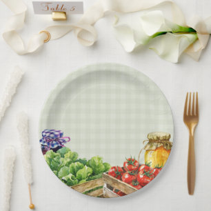 Assiettes En Carton Marché des fermiers frais Baby shower cultivé loca