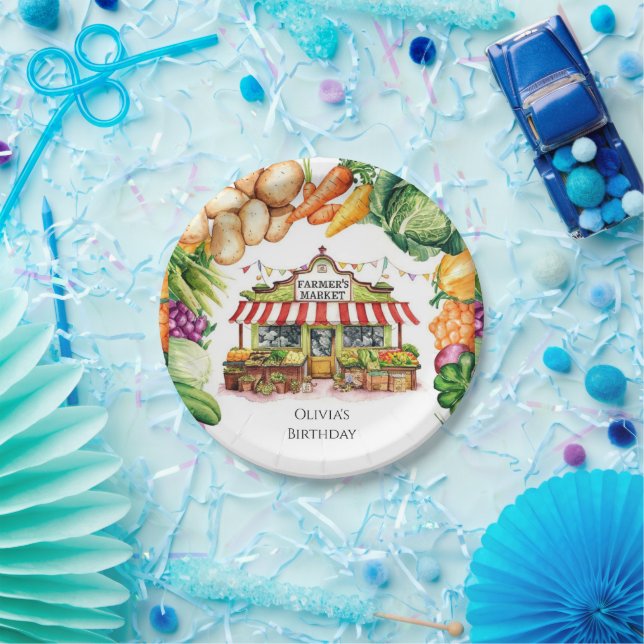 Assiettes En Carton Marché des fermiers Légume enchantés Anniversaire (Fête)