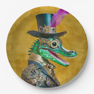Assiettes En Carton Mardi Gras Steampunk Party Animal Alligator