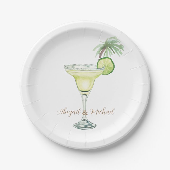 Assiettes En Carton Margaritas Tropical Couple Names (Devant)