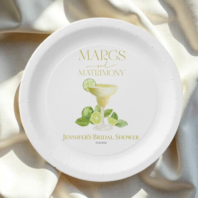 Assiettes En Carton Marges et mariage | Fête des mariées aquarelle (Créateur téléchargé)
