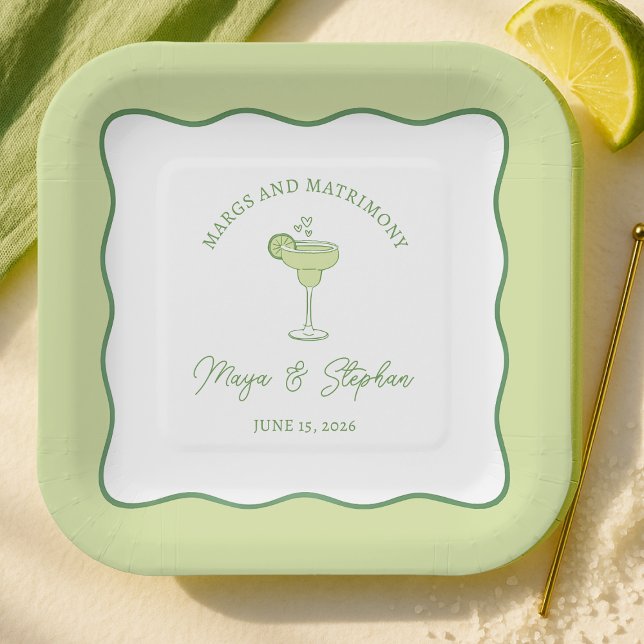 Assiettes En Carton "Marges & Mariage" Simple Lime Margarita Mariage (Créateur téléchargé)