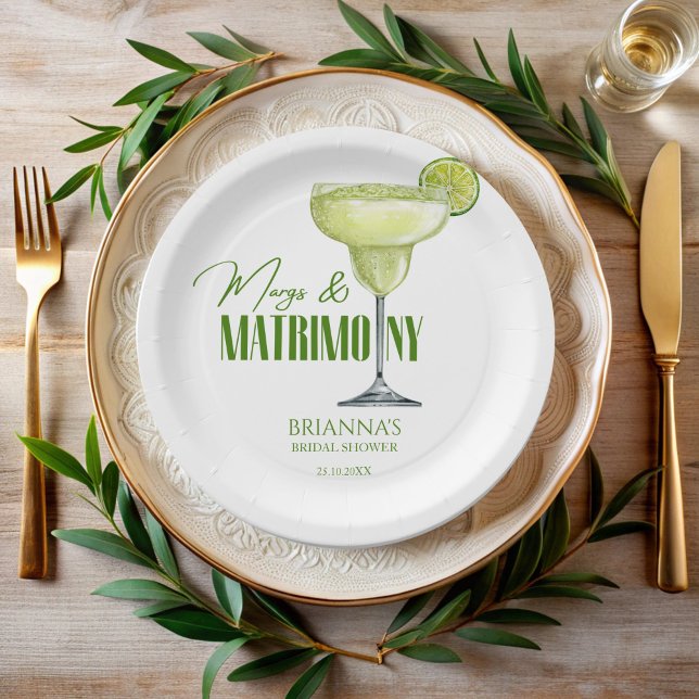 Assiettes En Carton Margs et mariage shower de mariage monogrammé (Margs and matrimony bridal shower monogrammed paper plates personalized table decor custom plates)
