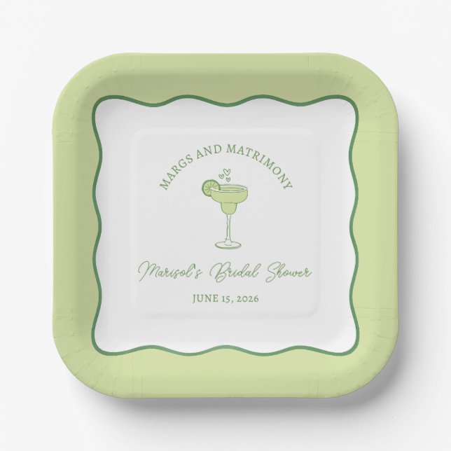 Assiettes En Carton "Margs & Matrimony" Lime Margarita Bridal Shower (Recto)