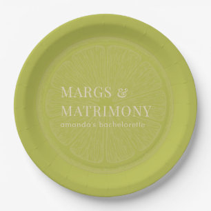 Assiettes En Carton Margs & Matrimony Vert Citron Enterrement de Vie d