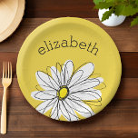 Assiettes En Carton Marguerite lunaire jaune et blanc avec texte perso<br><div class="desc">Un morceau d'art zen et fantaisiste,  hipster. Vous pouvez ajouter un nom,  un monogramme ou un autre texte personnalisé. Si vous avez besoin de déplacer l'art autour,  cliquez sur le bouton personnaliser pour apporter des modifications.</div>