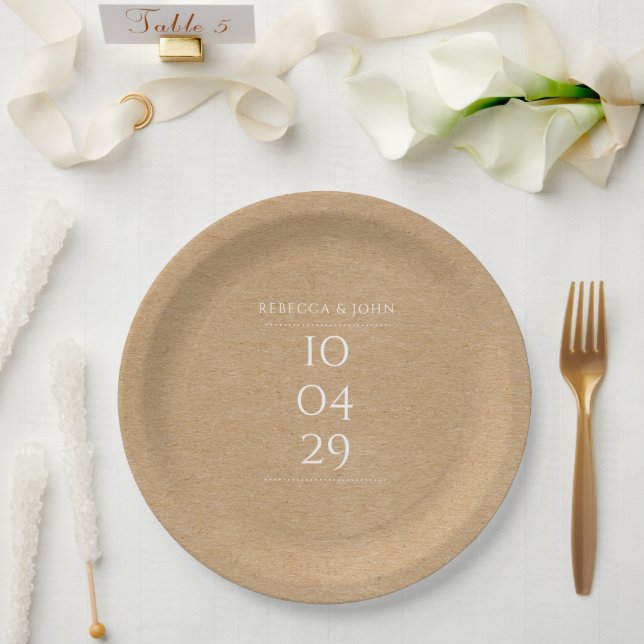 Assiettes En Carton Mariage à date spéciale rustique (Mariage)