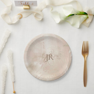 Assiettes En Carton Mariage à feuille de palmier tropicale brossée or