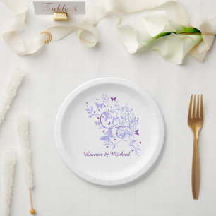 Assiettes En Carton Mariage à perruque bleu rétro