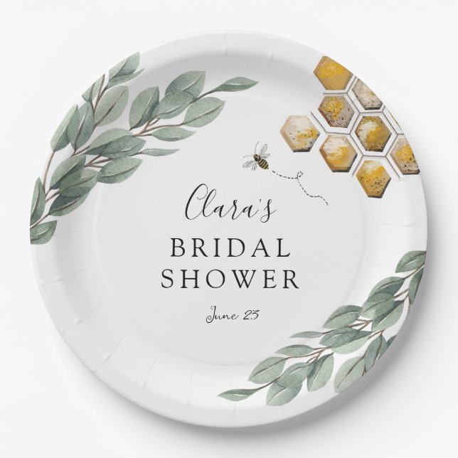 Assiettes En Carton Mariage abeille prévue miel eucalyptus douche nupt (Devant)