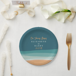 Assiettes En Carton Mariage Abstrait Ocean Beach