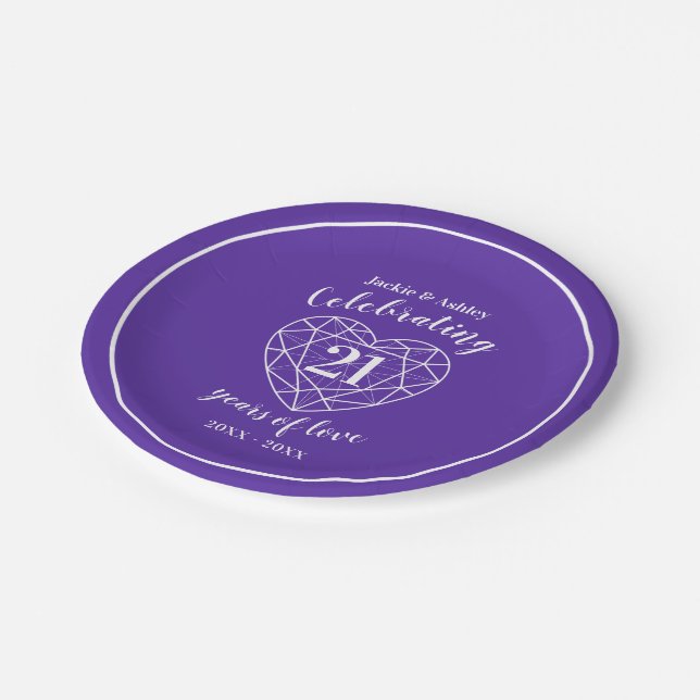 Assiettes En Carton Mariage anniversaire violet iolite 21 ans parti (Angle)