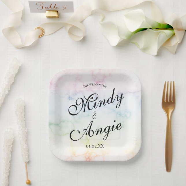 Assiettes En Carton Mariage arc-en-ciel gay script (Mariage)