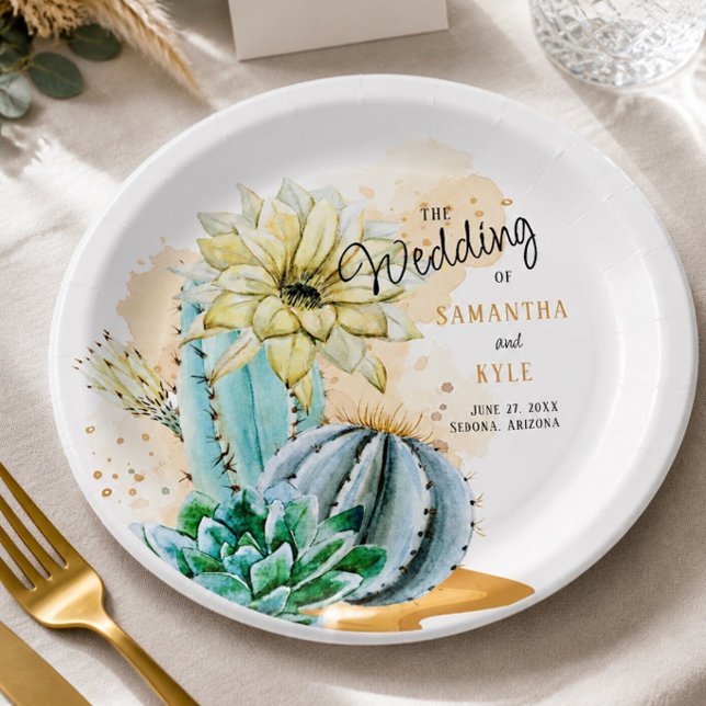 Assiettes En Carton Mariage au cactus (Créateur téléchargé)