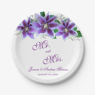 Assiettes En Carton Mariage au Clematis Chic Élégant