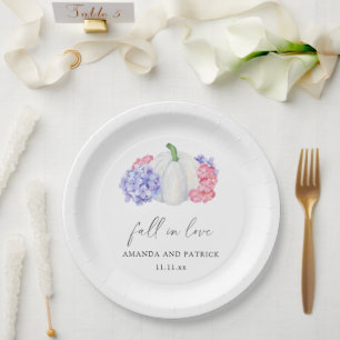 Assiettes En Carton Mariage aux fleurs de citrouille blanche et d'hort