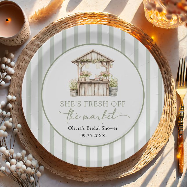 Assiettes En Carton Mariage Baby Shower Frais Du Marché Vert (Créateur téléchargé)