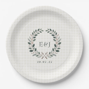 Assiettes En Carton Mariage BBQ Monogramme Rustique I Do