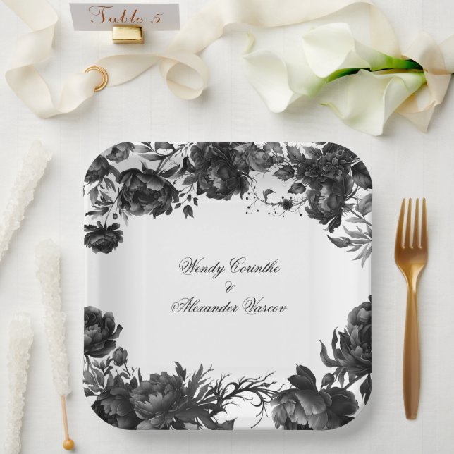 Assiettes En Carton Mariage blanc gothique classique (Mariage)