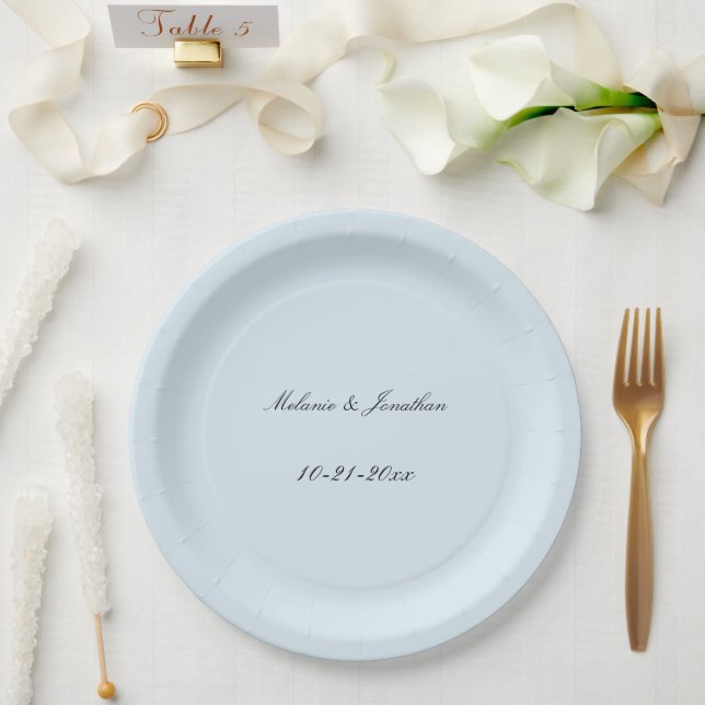Assiettes En Carton Mariage bleu clair (Mariage)