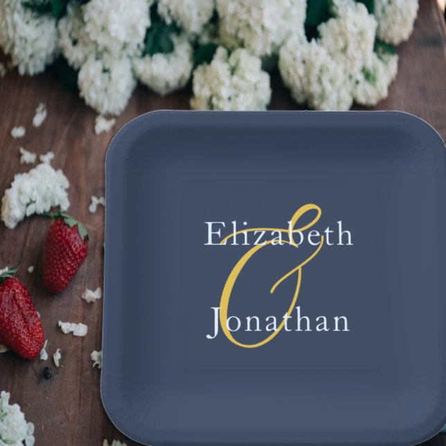 Assiettes En Carton Mariage bleu opulent (Créateur téléchargé)