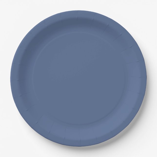 Assiettes En Carton Mariage Bleu Poussière Uni (Devant)