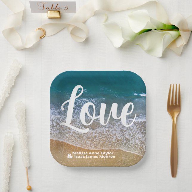 Assiettes En Carton Mariage Blue Sea Beach (Mariage)