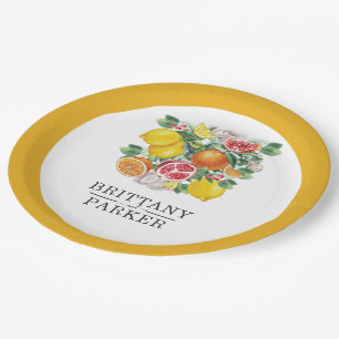 Assiettes En Carton Mariage botanique de couronne d'agrumes