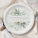 Assiettes En Carton Mariage botanique Feuille Eucalyptus Green<br><div class="desc">Élevez votre réception de mariage avec ces plaques personnalisées en papier, ornées d'un magnifique décor de verdure d'eucalyptus. Customisez-les avec les noms du couple heureux et leur date de mariage pour une touche vraiment unique que vos invités adoreront. Ces assiettes jetables sont parfaites pour une célébration sans effort et sophistiquée,...</div>
