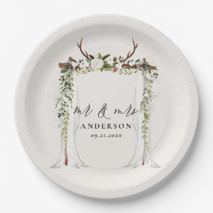 Assiettes En Carton mariage botanique rustique de la canopée, scénario