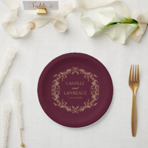 Assiettes En Carton Mariage cadre floral toile de Bourgogne Champagne